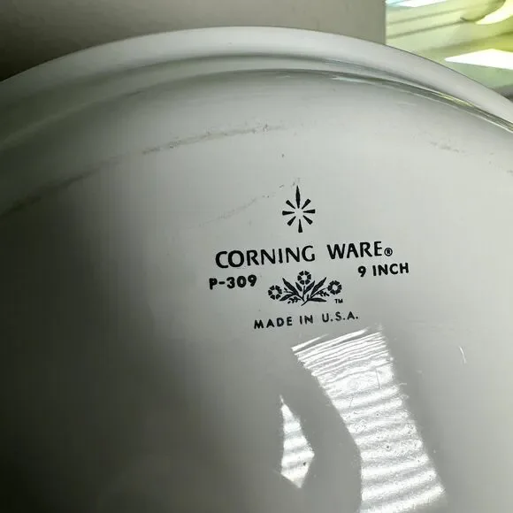 Vintage Corning Ware 9" Pie Plate Blue Cornflower P-309 USA Baking Dish - Picture 5 of 7